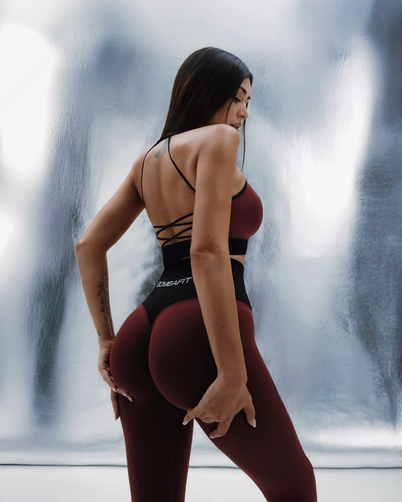 Oasis Bicolor Leggings Push Up - Bordeaux - Image 4