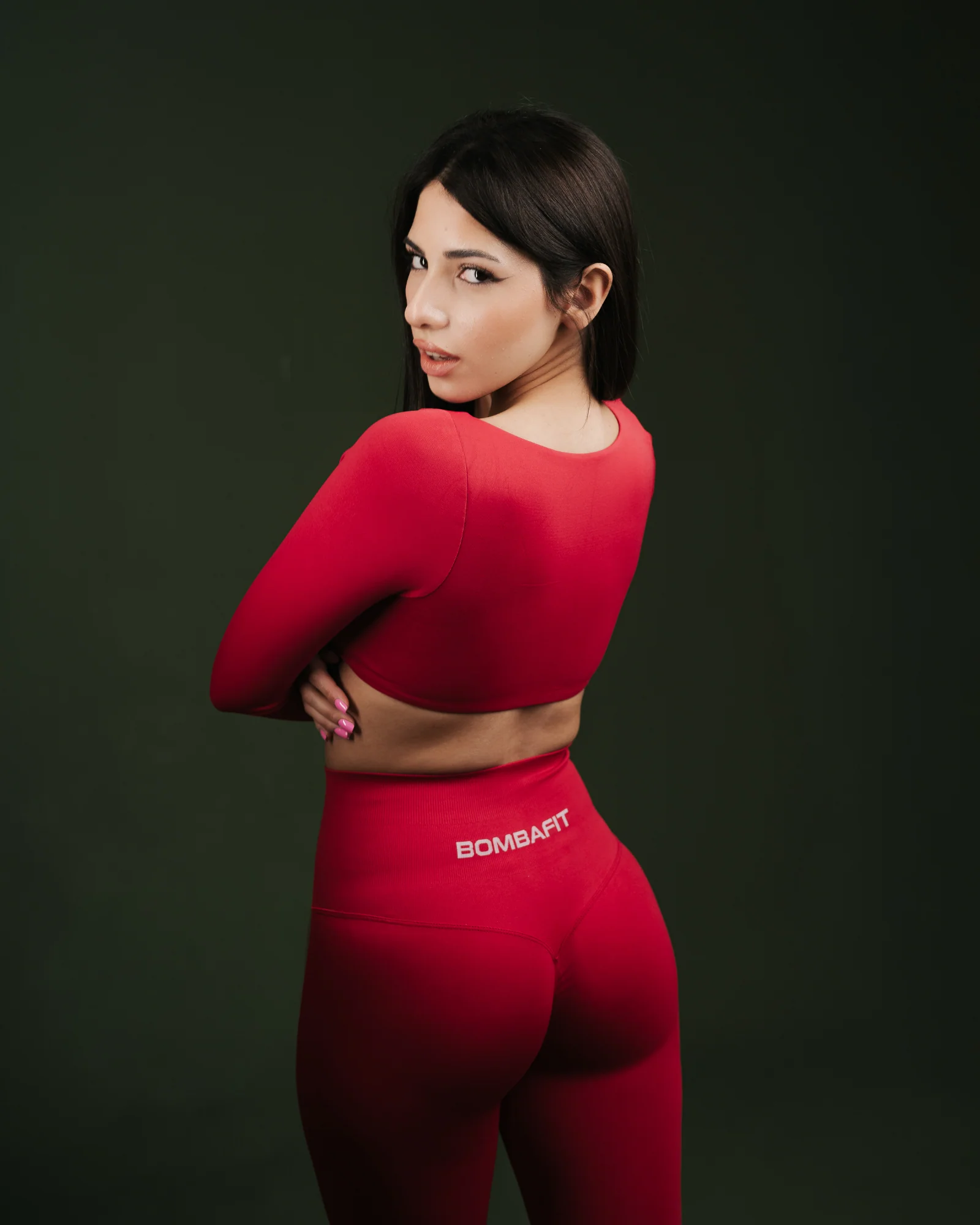 Oasis High Band Leggings Push Up - Rosso Aurora - Image 4