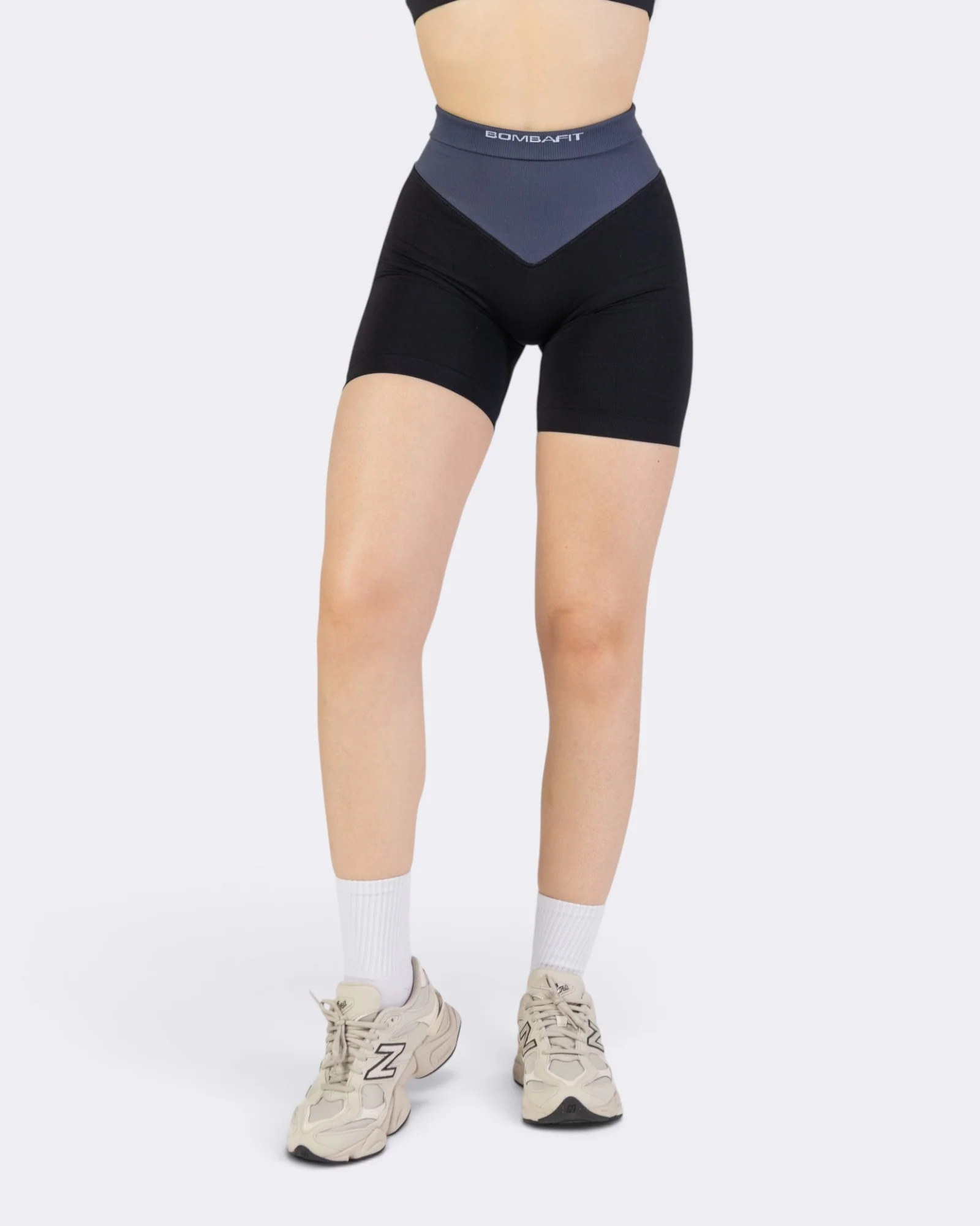 Pump It Bicolor Shorts Leggings - Acciaio/Nero - Image 3