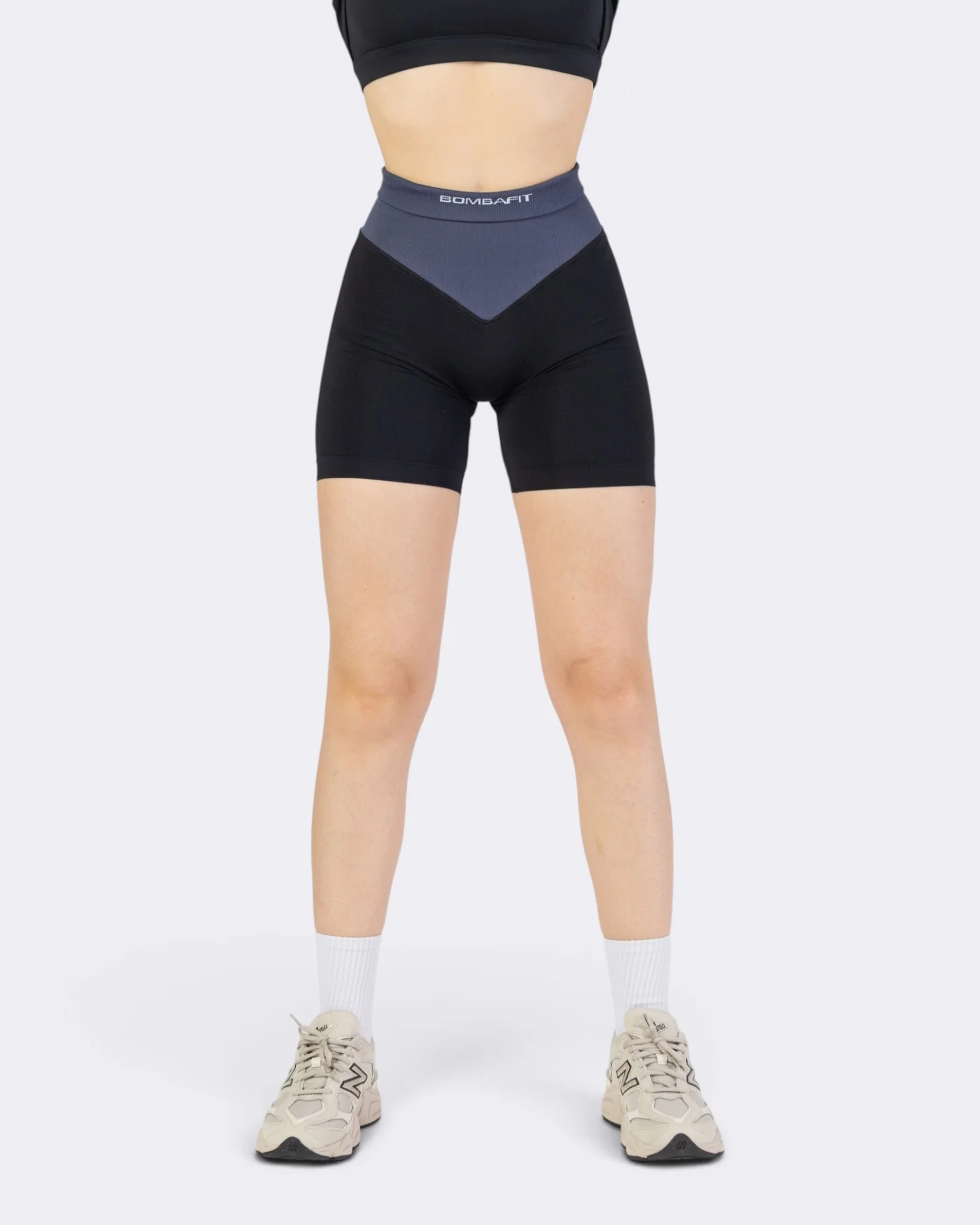 Pump It Bicolor Shorts Leggings - Acciaio/Nero - Image 5