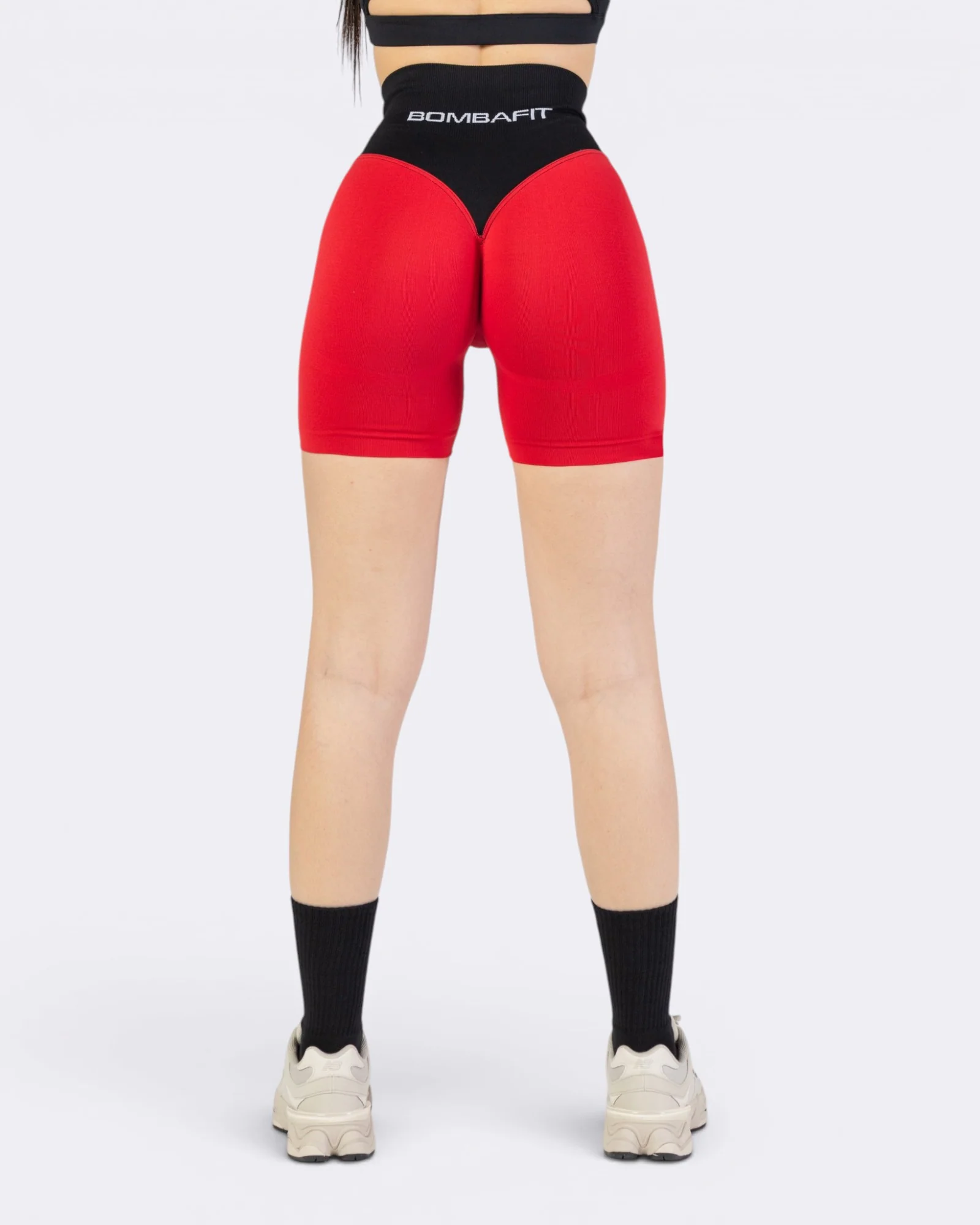 Pump It Bicolor Shorts Leggings - Rosso Aurora/Nero - Image 5